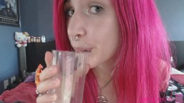 pink haired girl holds mouth wide open for you 2