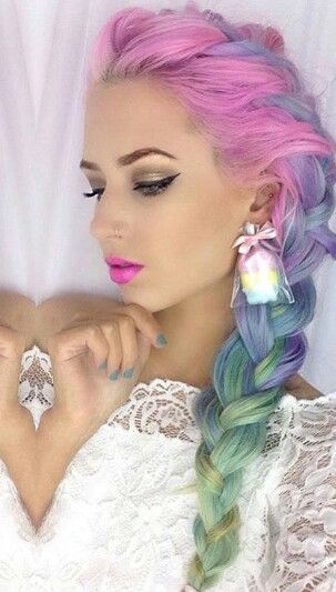 pink purple pastel rainbow braided dyed hair color amythemermaidx