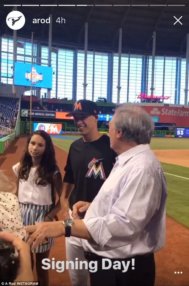 proud alexs daughter natasha with her cousin joe after signing with the marlins
