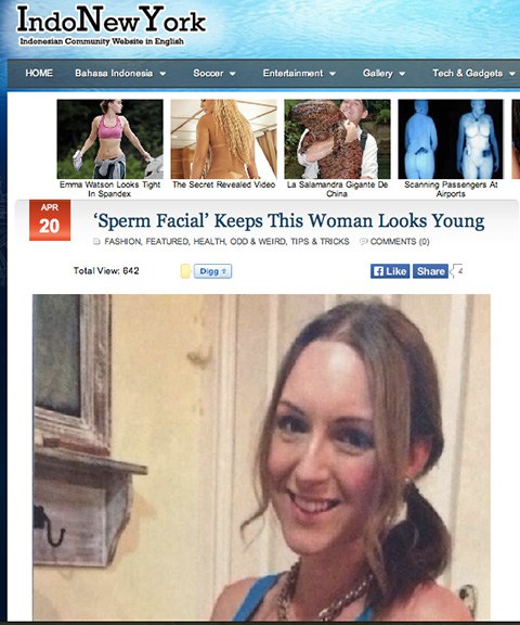 report on semen facial blog review