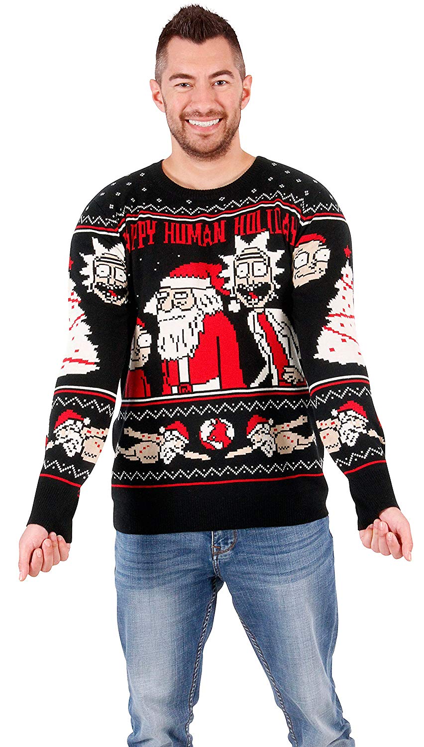 rick and morty happy human holiday ugly christmas sweater clothing