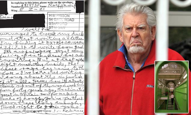 rolf harriss vile jail song revealed in letter from stafford prison daily mail online