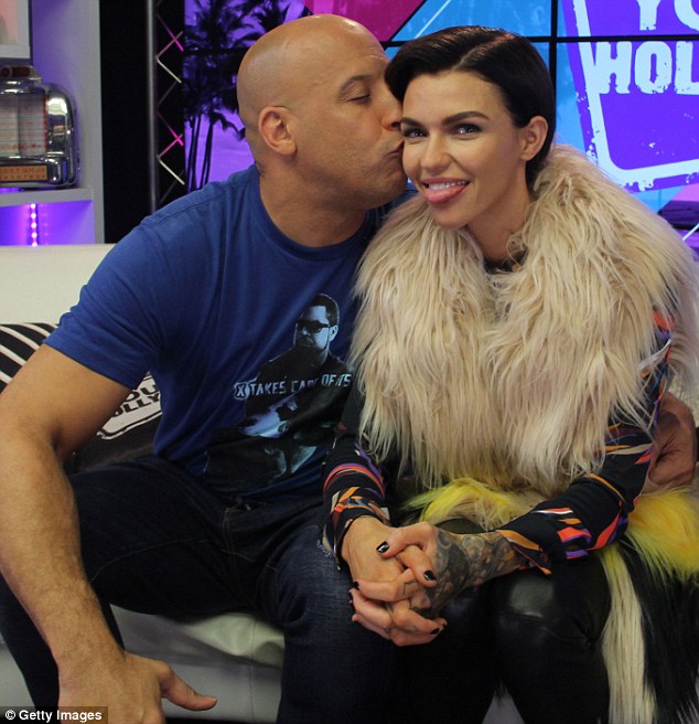 ruby rose gets a kiss on the cheek from co star vin diesel daily 1