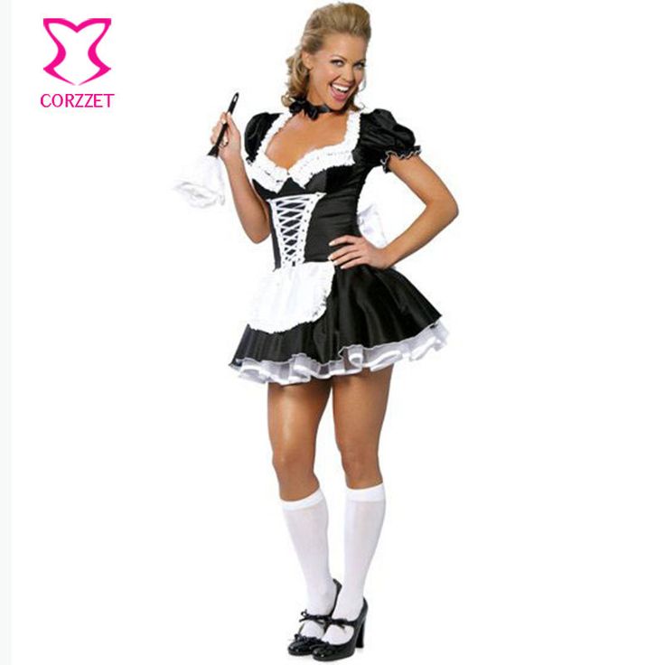 s adults black white lolita sexy french maid cosplay costume coffee house maid