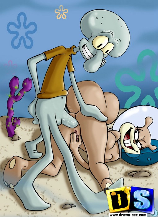 sandy gets butt fucked squidward and spongebob then gets her