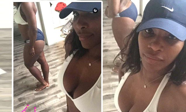 serena williams snapchat selfies shows off fit body daily mail online