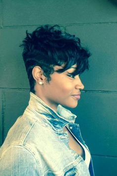 sexy long pixie cut on an ethnic woman rocking what looks like