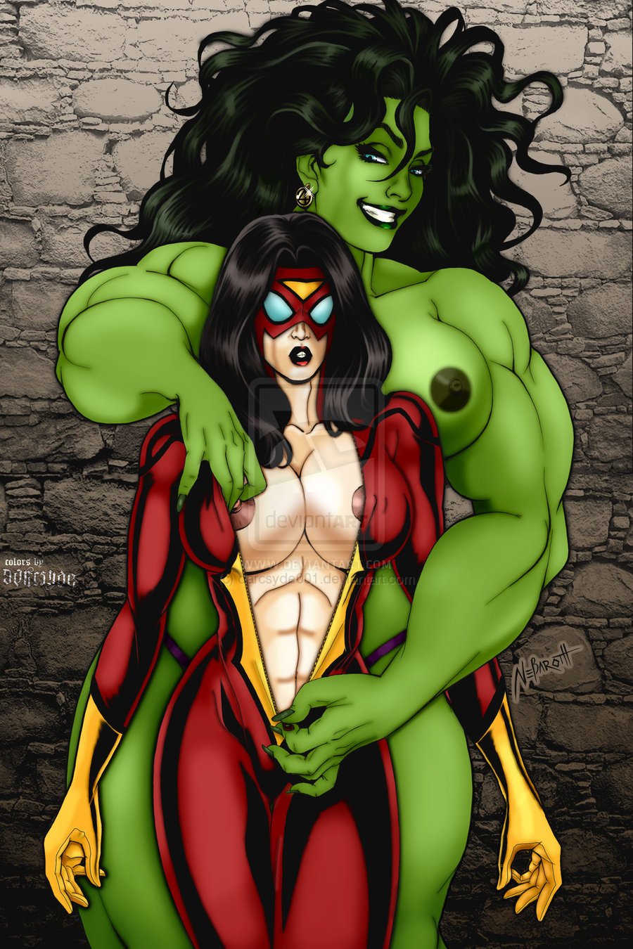 she hulk undresses spider woman avengers lesbian porn