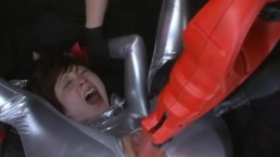 silver full body suited teen fucked with fucking machine