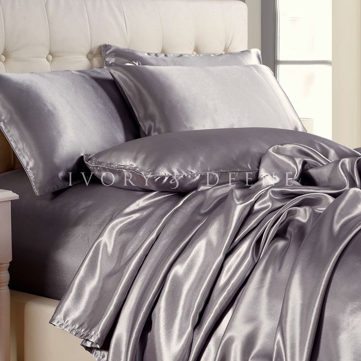 silver satin sheet set king size new quality luxury silk feel bed linen bedding ivorydeene