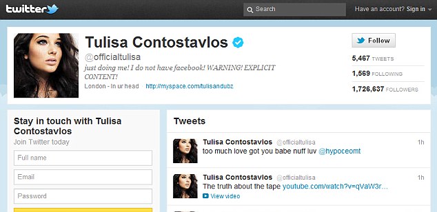 speaking up tulisa posted her youtube address online on wednesday night