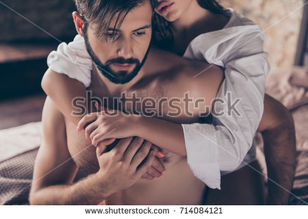 stock photo cheating jealous obsession possession concept handsome sad half naked young guy is looking down