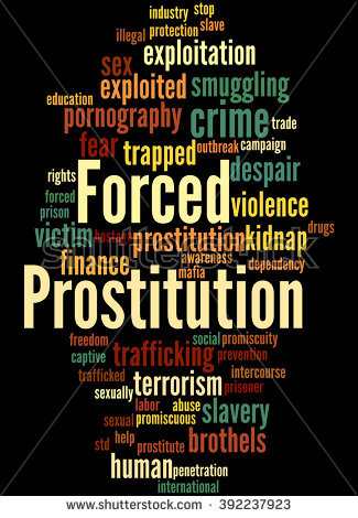 stock photo forced prostitution word cloud concept on black background