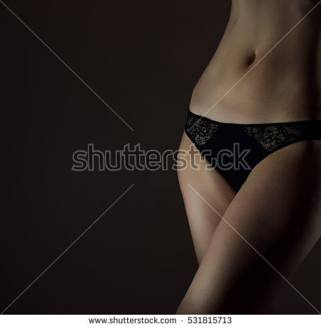 stock photo front view of sexual female body in black panties space for text