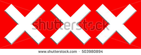 stock photo triple letter shape icon for pornography rated related concepts