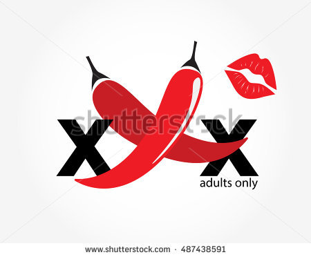 stock vector red hot chili peppers with lips mark and adults only text vector red lips sexy illustration