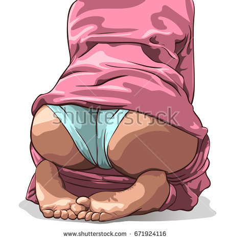 stock vector sexy girl in pajamas with bare ass sitting on floor vector illustration
