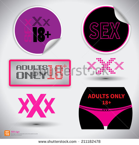 stock vector sign icon adults only content symbol sex sticker with shadow vector illustration