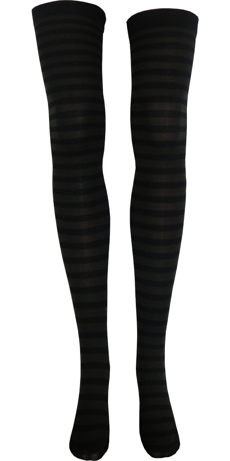 stripe opaque thigh high socks in black and brown thighs brown 1