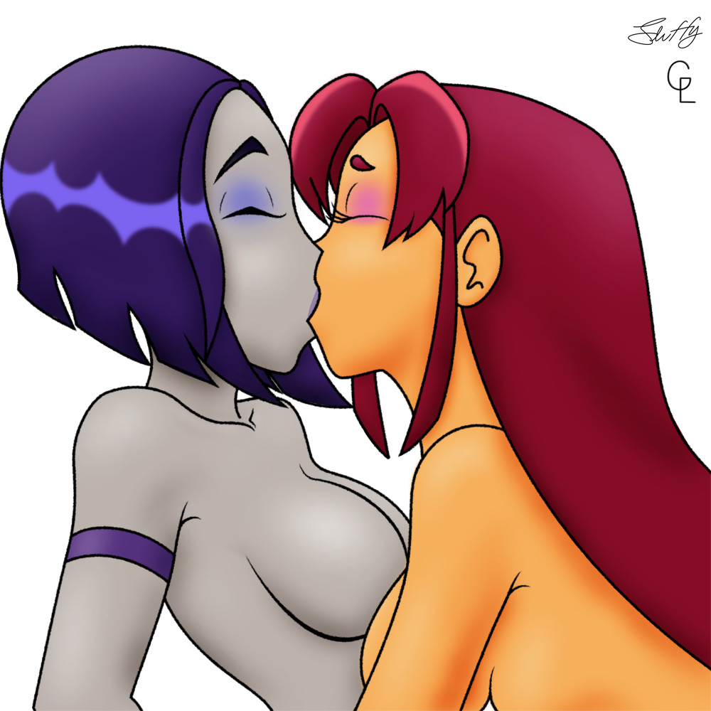 sultry girly girl smooching from raven and starfire.