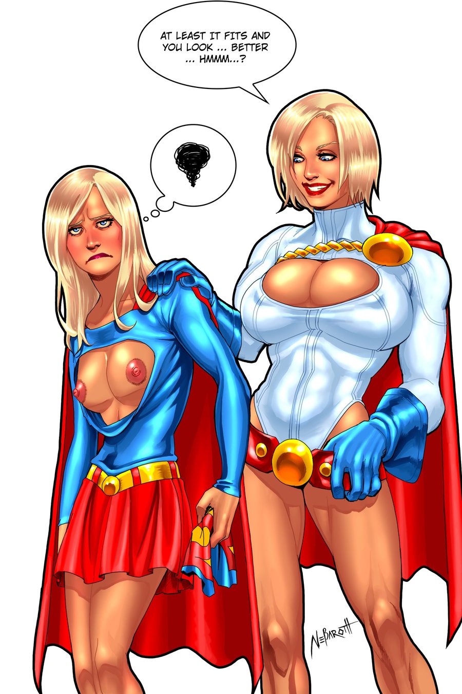 supergirl jealous of breasts power girl cartoon gallery