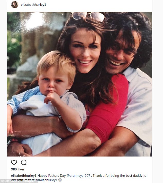 sweet liz hurley paid tribute to her ex husband arun nayer who helped raise