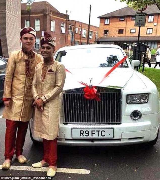 the couple arrived at the registry office for their ceremony in a luxury rolls royce
