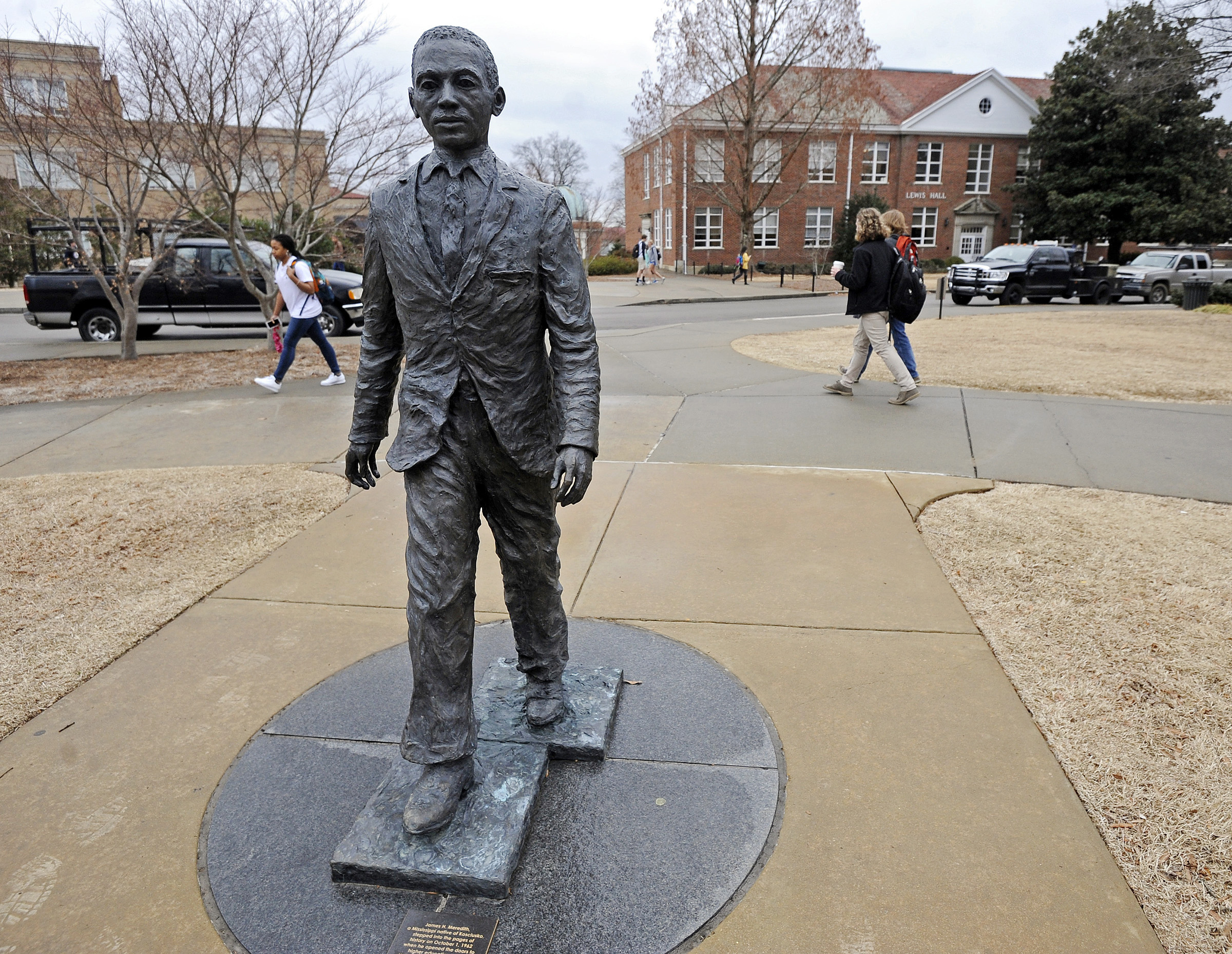 the james meredith statue is seen on the university of mississippi campus in oxford miss