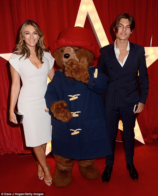 the whole gang elizabeth also joined damian to support hugh for the paddington premiere