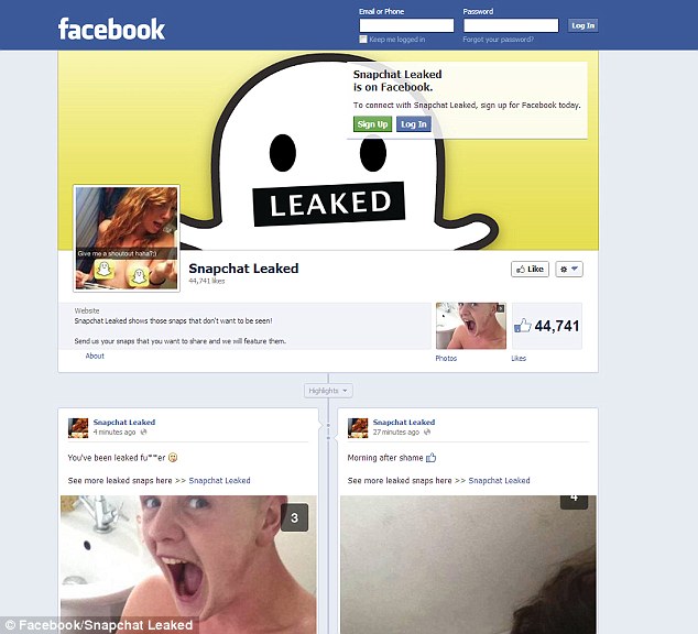 this facebook page for snapchat leaked was shut down on tuesday this