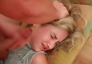 throat fucking a blonde in a tiny skirt