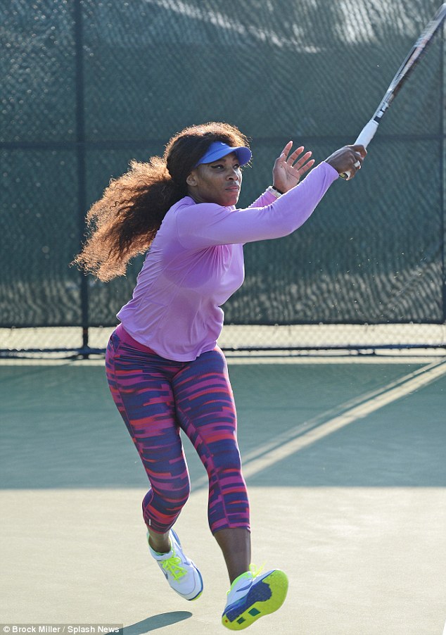 thwack serena ripped another of her famously ferocious forehands as she worked on her strokes