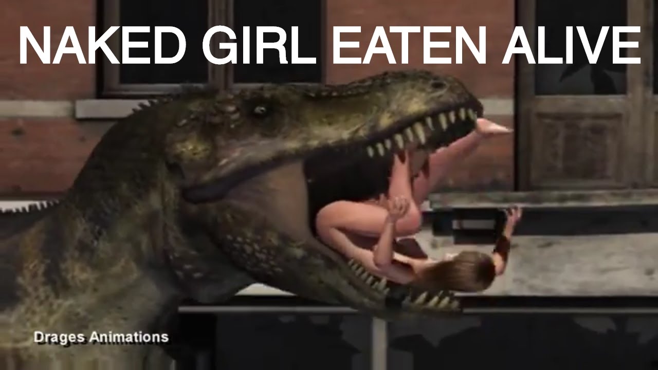 trex eats naked woman jurassic town hard to swallow youtube