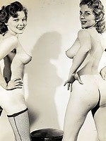 two glamorous looking chicks show off their bare asses vintage