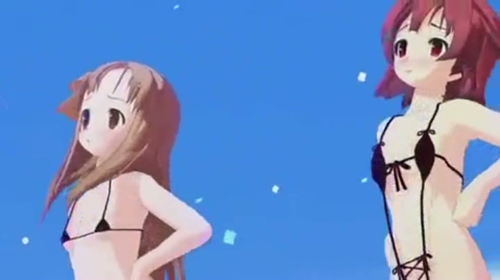 two sexy hentai teens in mini bikini demonstrate their gorgeous body