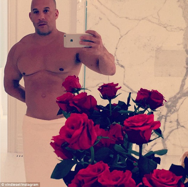 v day vin diesel shared a shirtless instagram snap of himself on sunday wishing followers