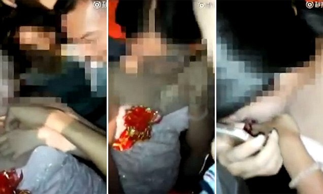 video shows chinese bridesmaid being molested male guests daily mail online 1