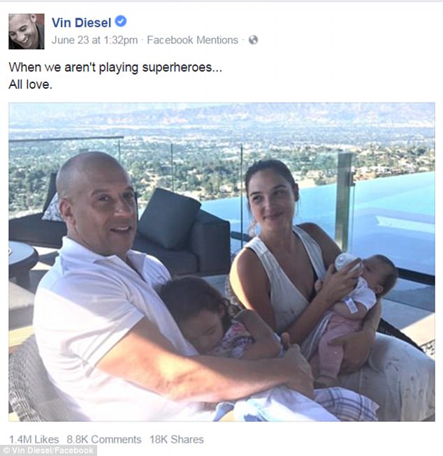 vin diesel and gal gadot relax with family in la daily mail online 1