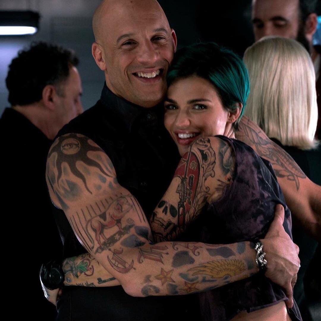 vin diesel and ruby rose on the set of return of xander cage