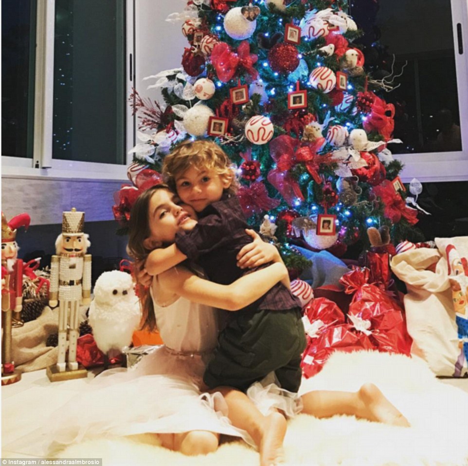 vs model alessandra ambrosio shared an adorable of her two children the tree