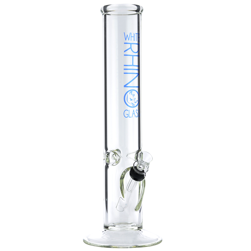 white rhino inch straight non glass on glass ice bong blue side view