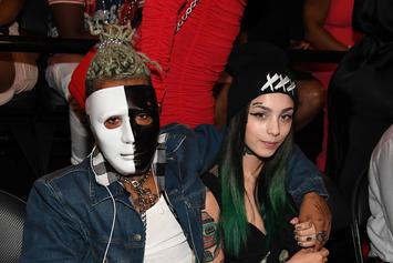 xxxtentacion wears a black white mask to bet hip hop awards